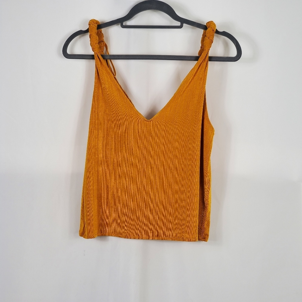 Zara Double V Braided Strap Cami in Golden Yellow - Small